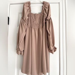 light brown dress with long sleeves size small.